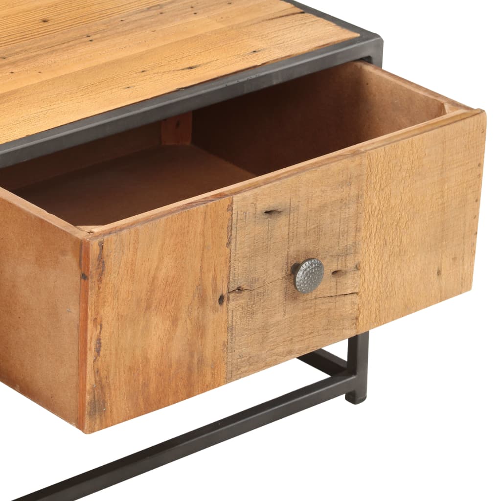 Mesa De Centro De Madera Maciza Reciclada 90x50x35 Cm._2