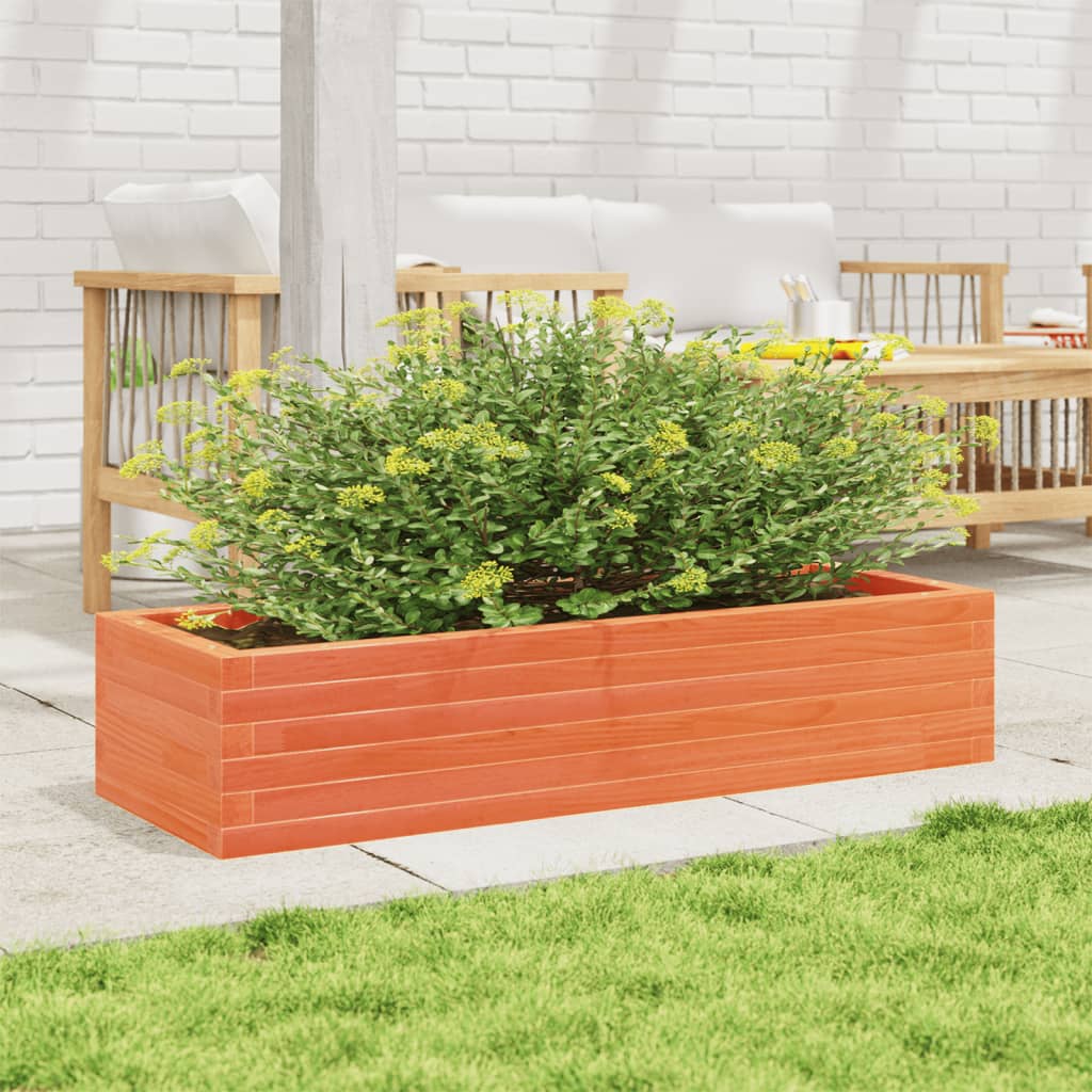 Jardinera De Madera Maciza De Pino Marrón Cera 110x40x23 Cm_2