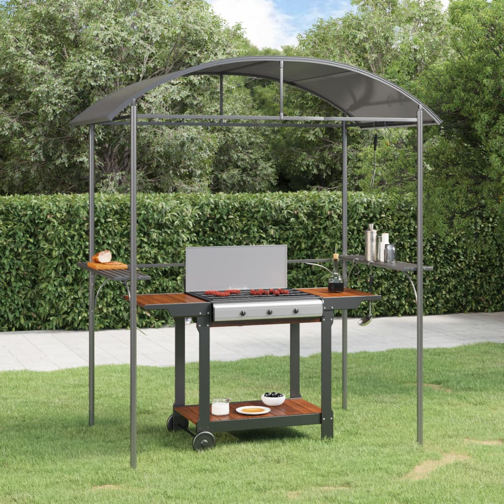 Vidaxl Cenador Barbacoa Estante Lateral Acero Antracita 220x115x230 Cm_1