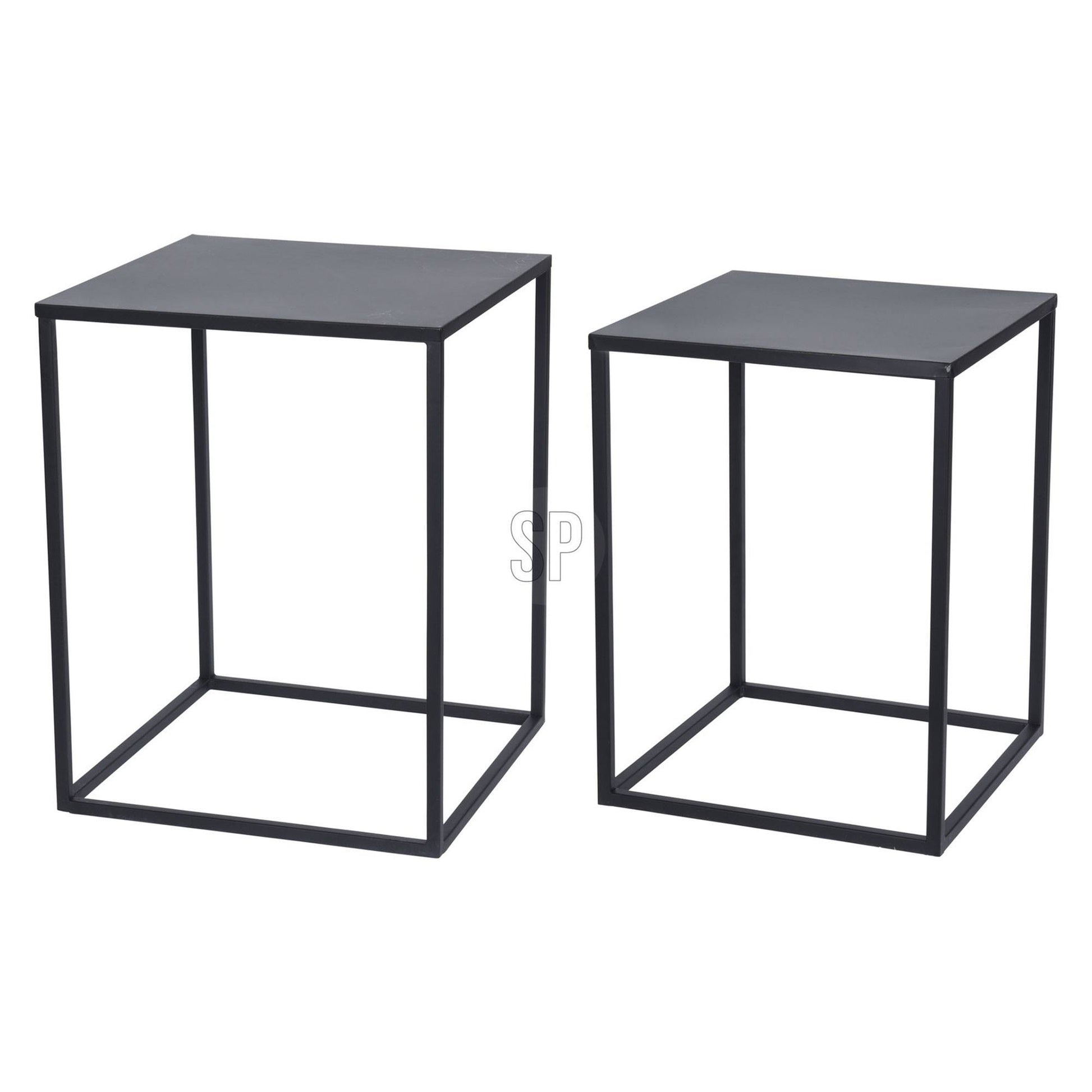 Well Home Juego De 2 Mesas Formato Cuadrado En Metal Color Negro