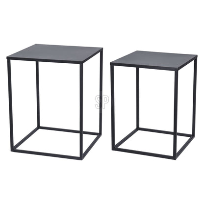 Well Home Juego De 2 Mesas Formato Cuadrado En Metal Color Negro