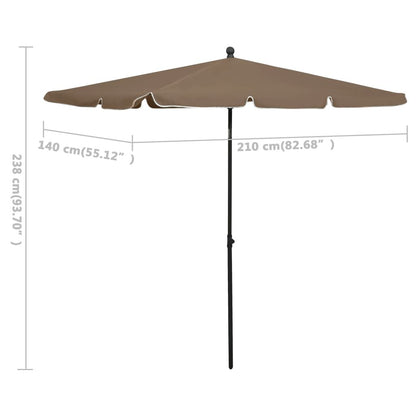 Vidaxl Sombrilla De Jardín Con Palo Gris Taupe 210x140 Cm_2