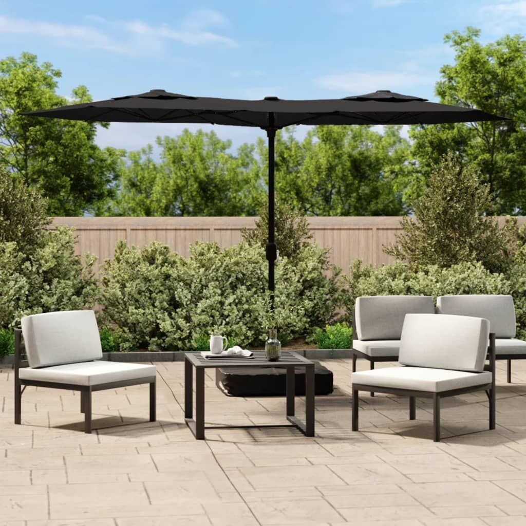Vidaxl Sombrilla Doble De Jardín Negra 316x145 Cm_1