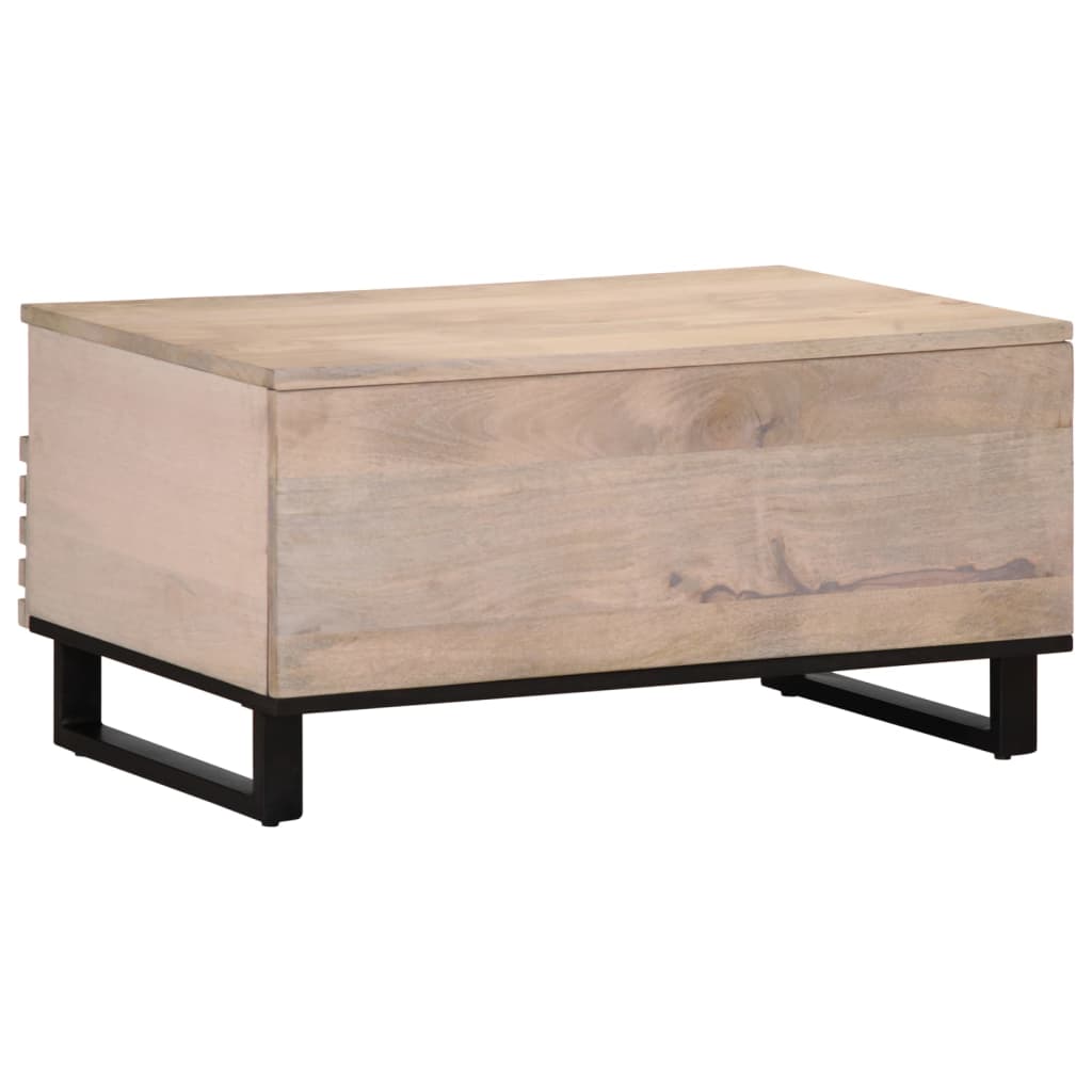Mesa De Centro De Madera Maciza De Mango 80x55x40 Cm_2