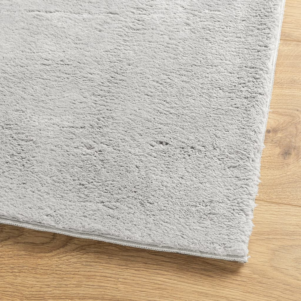 Vidaxl Alfombra De Pelo Corto Suave Lavable Huarte Gris 100x200 Cm_3
