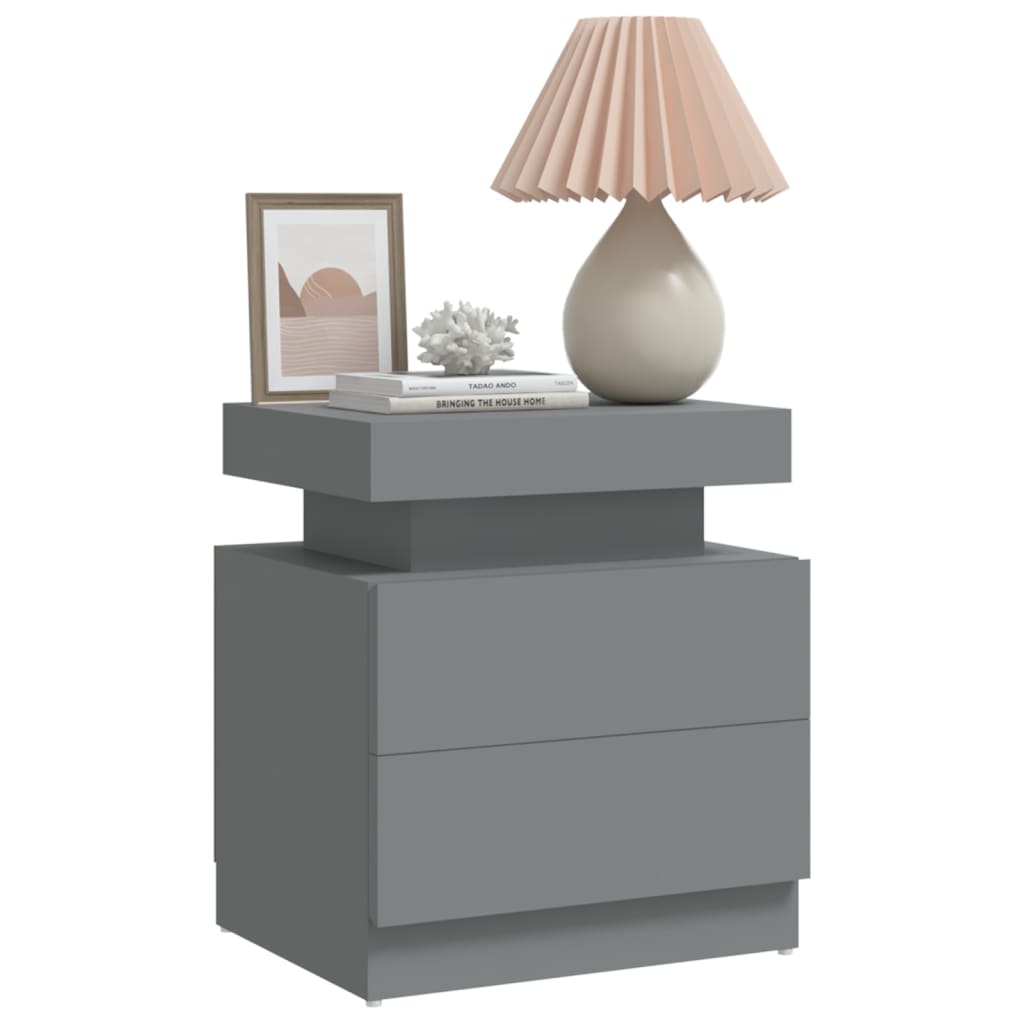 Mesita De Noche Madera De Ingeniería Gris 45x35x52 Cm_1