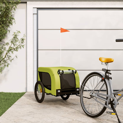 Remolque De Bicicleta Mascotas Hierro Tela Oxford Verde Negro_1