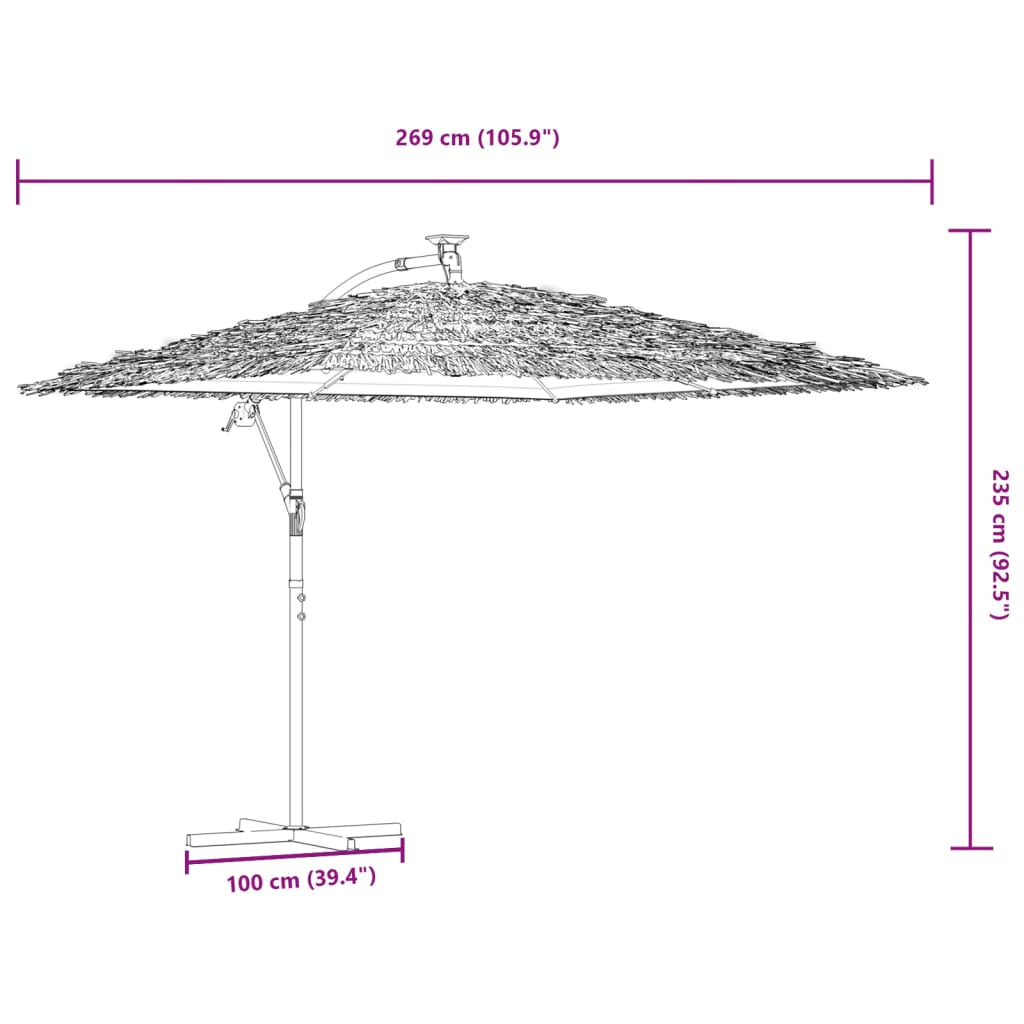 Vidaxl Sombrilla De Jardín Con Leds Poste Acero Marrón 269x269x235 Cm_2