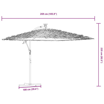 Vidaxl Sombrilla De Jardín Con Leds Poste Acero Marrón 269x269x235 Cm_2