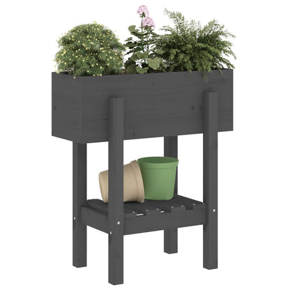 Jardinera Madera Maciza De Pino Gris 62x30x69 Cm_2