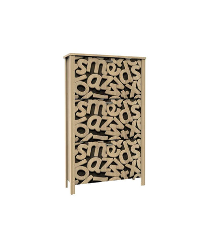 Armario Zapatero 3 Trampones Md-vita Acabado Roble Aserrado Letras, 81cm(ancho) 135cm(altu_0