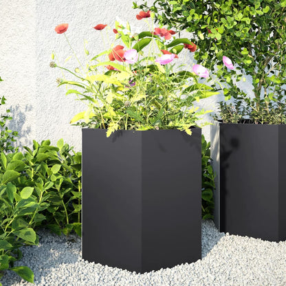 Jardinera Hexagonal Acero Negra 46x40x45 Cm_1