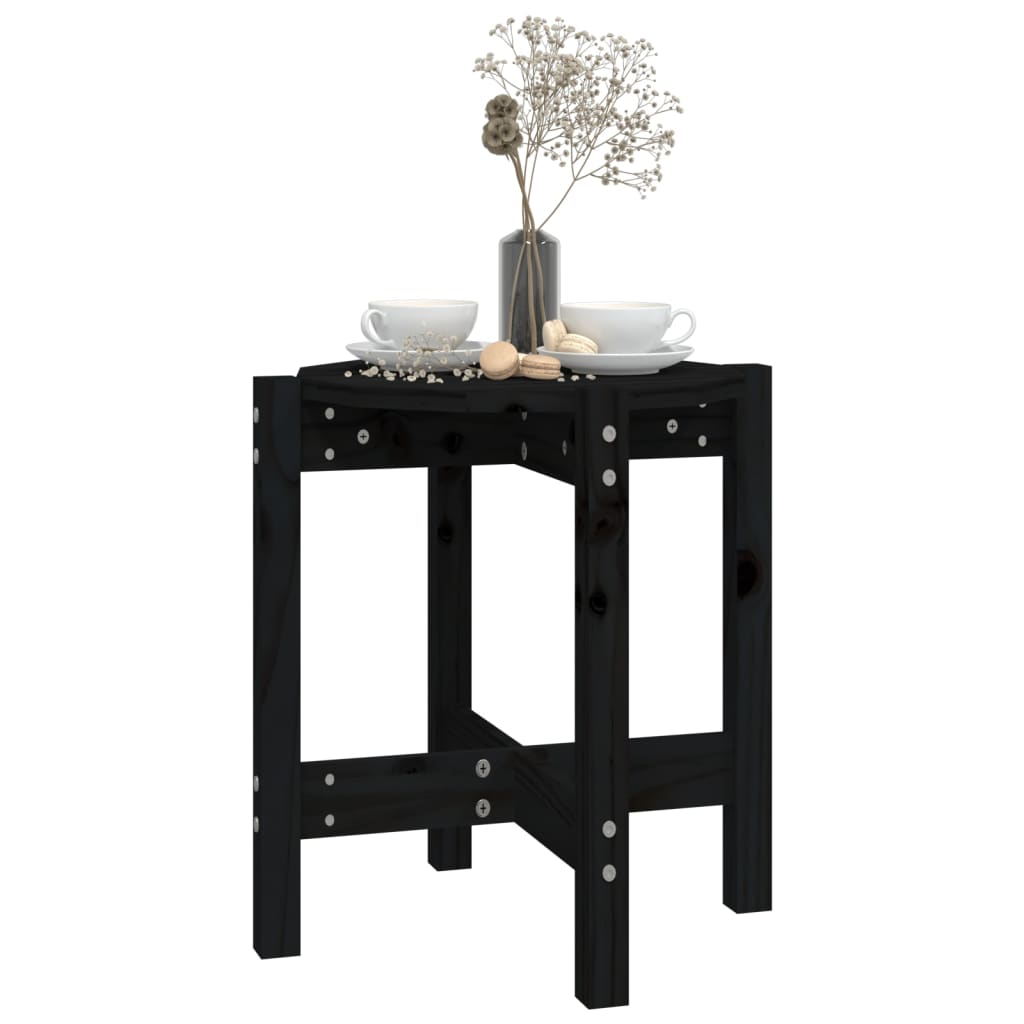 Mesa De Centro De Madera Maciza De Pino Negro Ø42,5x45 Cm_2