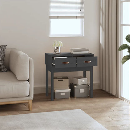Mesa Consola De Madera Maciza De Pino Gris 76,5x40x75 Cm_4