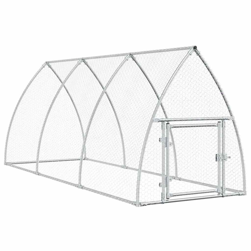 Vidaxl Jaula Para Gallinas Acero Galvanizado Plateado 300x105x120 Cm_0