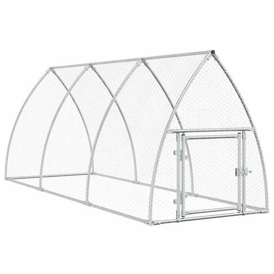 Vidaxl Jaula Para Gallinas Acero Galvanizado Plateado 300x105x120 Cm_0