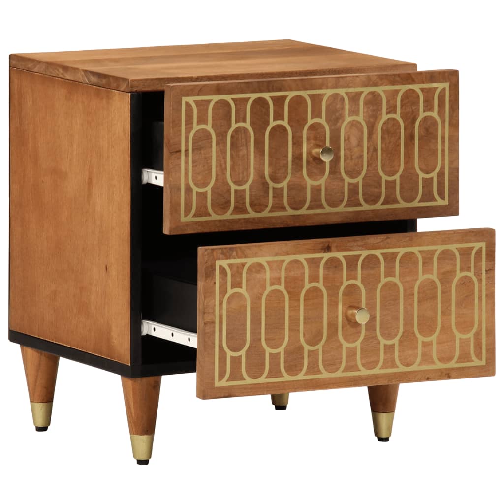 Mesita De Noche De Madera Maciza De Mango 40x33x46 Cm_1