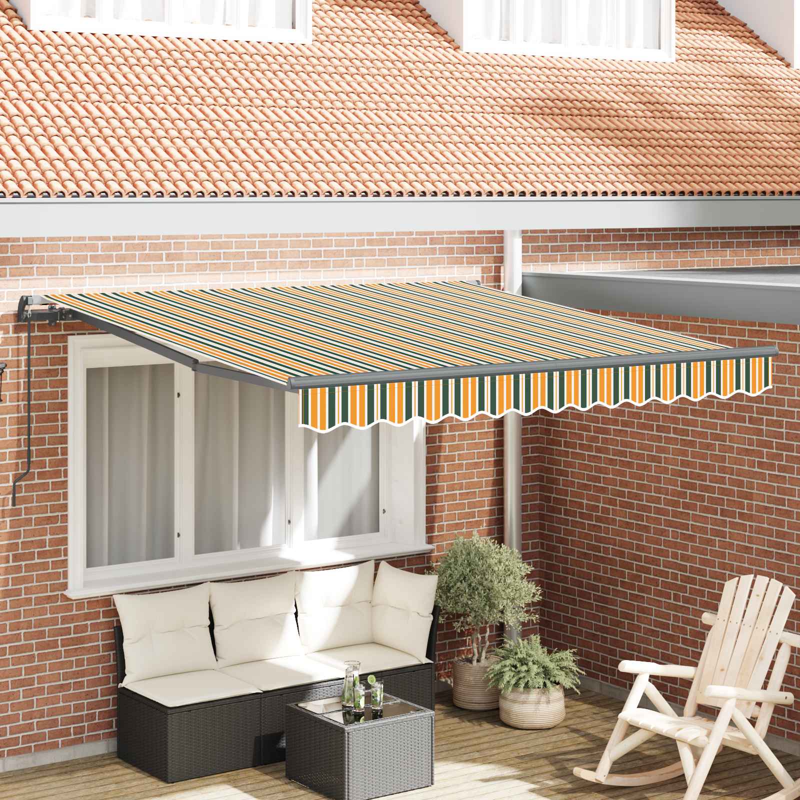 Toldo Retráctil Verde Y Amarillo 350 X 250 Cm_1