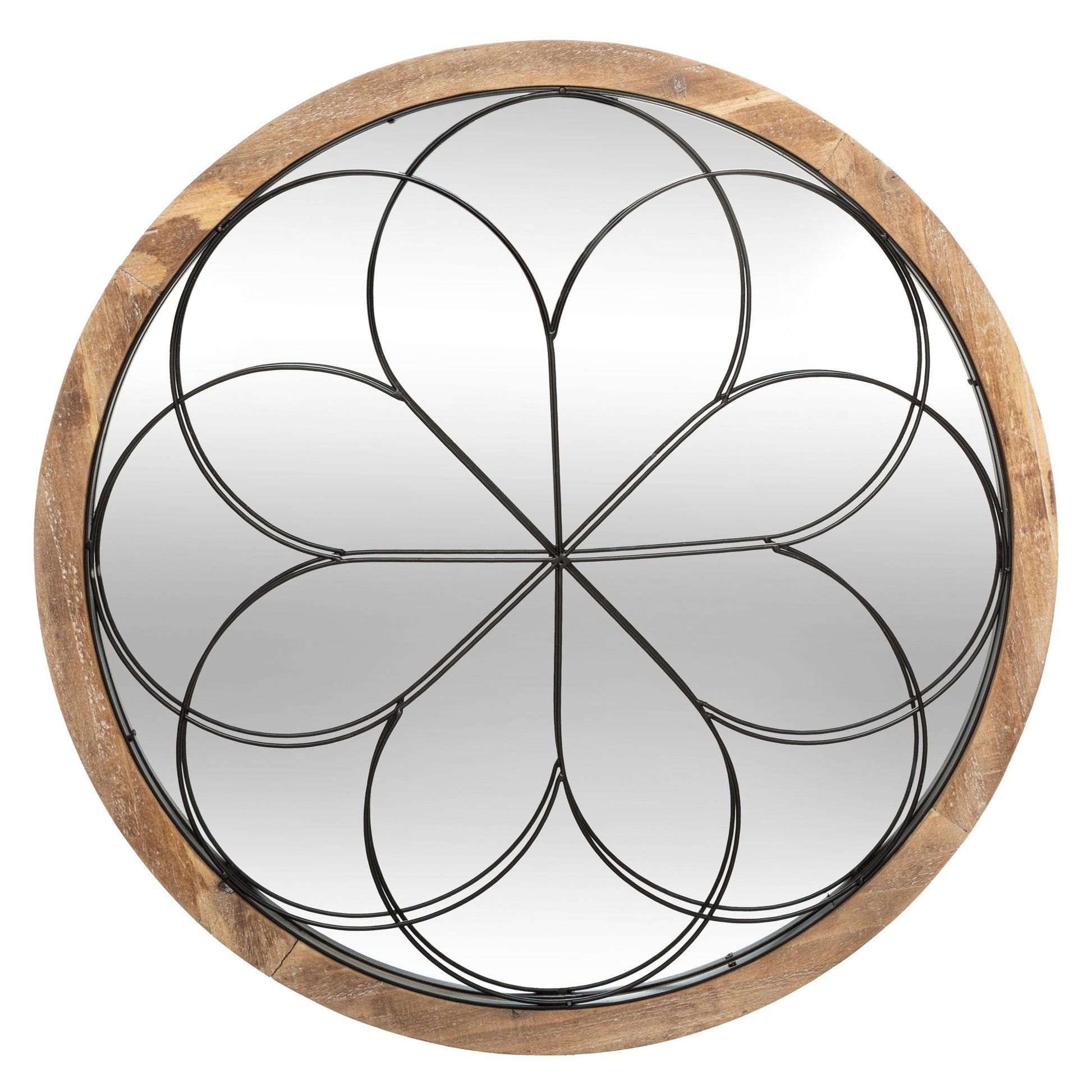 Well Home - Espejo De Roseta De Madera_0