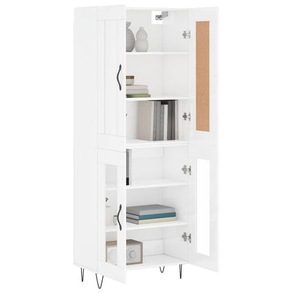Aparador Alto Madera Contrachapada Blanco Brillo 69,5x34x180 Cm_2