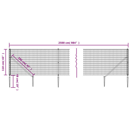 Cerca De Alambre Con Pinchos De Anclaje Gris Antracita 1,1x25 M / Vetonek_0