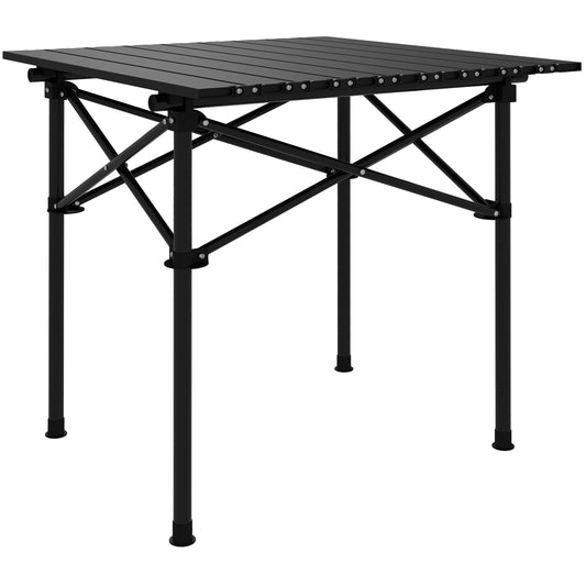 Outsunny Mesa De Camping Plegable Con Parte Superior Enrollable 52x52x52cm Negro_0