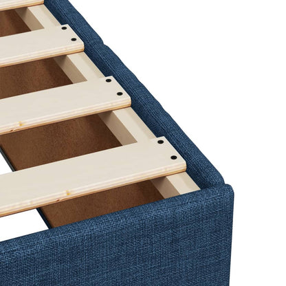 Cama Box Spring Con Colchón Tela Azul 100x200 Cm / Vetonek_5