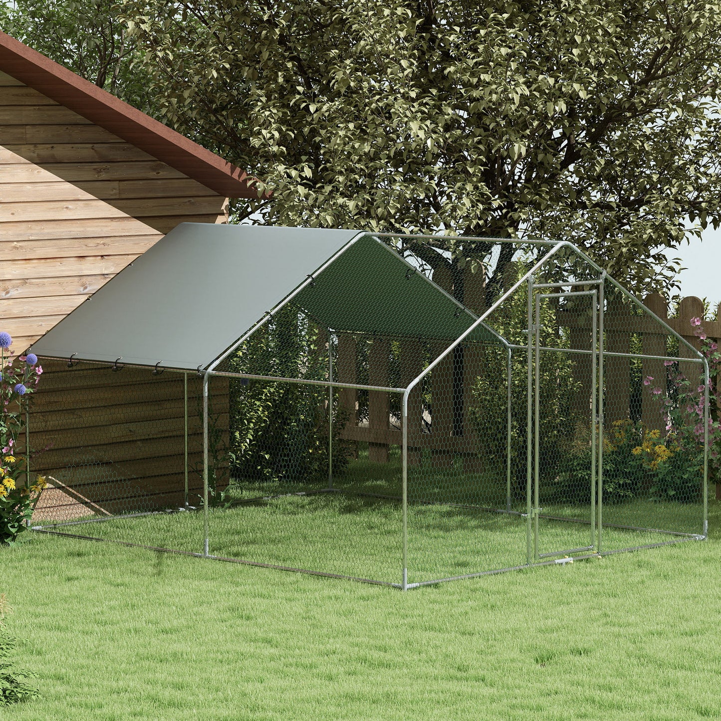 Pawhut Gallinero Para Exterior 3x3,4x1,9 M Con Cubierta Anti-uv E Impermeable_1