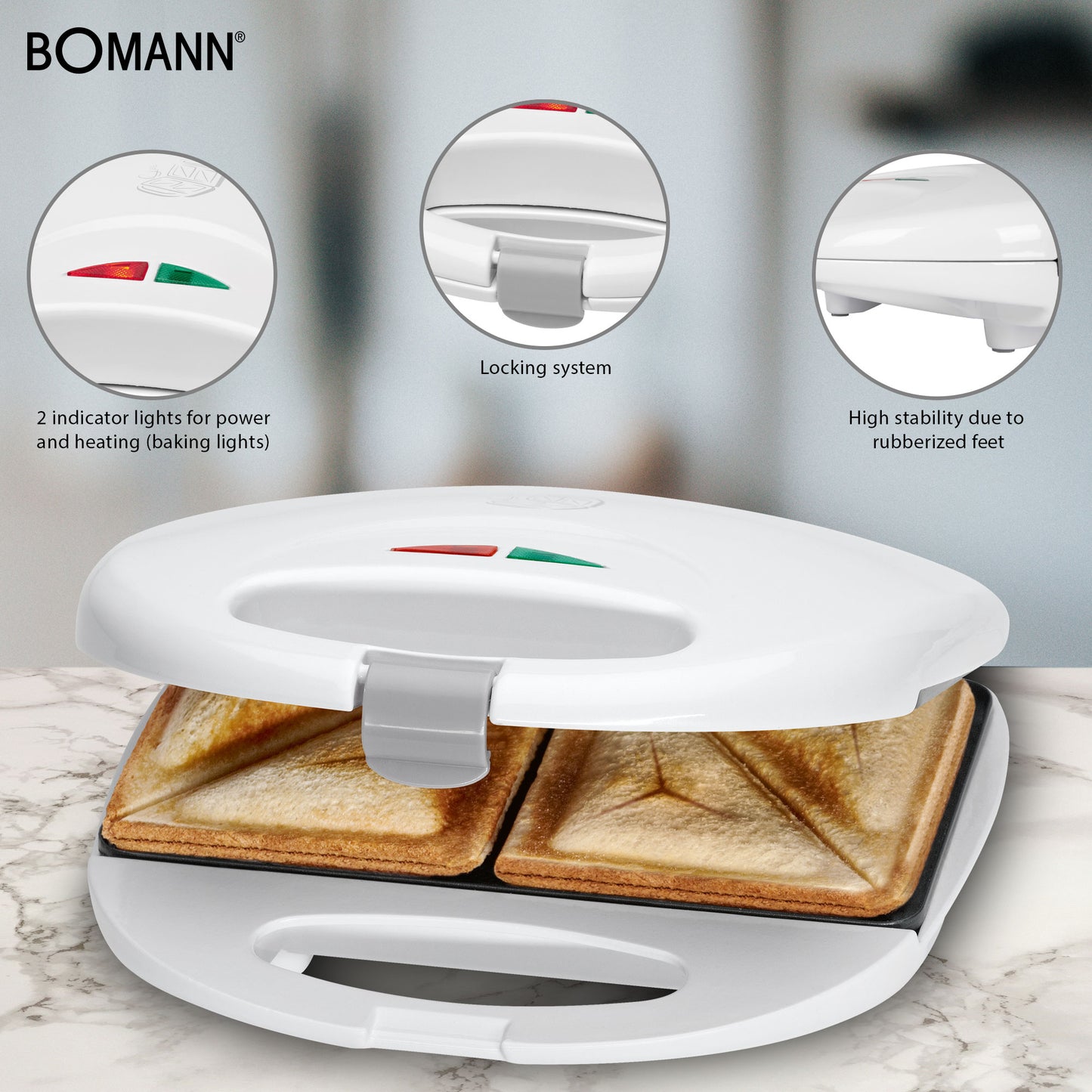Sandwichera, 2 Sandwiches, Placas Antiadherentes, Regulador Temperatura, Tostado Perfecto Bomann St 5016 Cb 750w_2