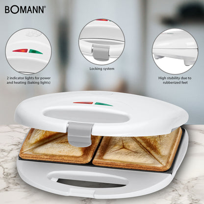 Sandwichera, 2 Sandwiches, Placas Antiadherentes, Regulador Temperatura, Tostado Perfecto Bomann St 5016 Cb 750w_2