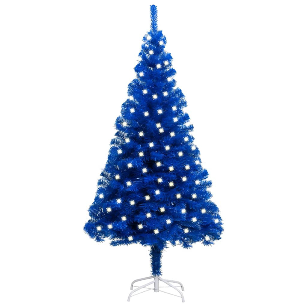 Vidaxl Árbol De Navidad Preiluminado Con Luces Y Soporte Azul 120 Cm_0