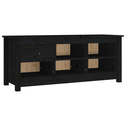 Mueble Zapatero De Madera Maciza De Pino Negro 110x38x45,5 Cm / Vetonek_0