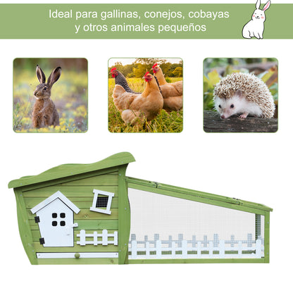 Pawhut Conejera De Madera Exterior Para Mascotas Pequeñas Bandeja Extraíble_5