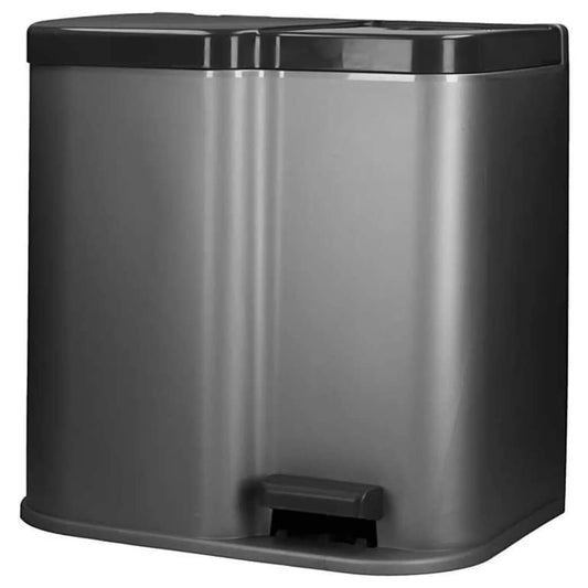 Curver Papelera Doble Pedal Deco Gris Claro Cubos Interiores 6l Y 15l_0