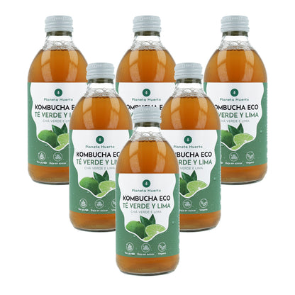 Pack 6x Kombucha ECO té verde y lima Planeta Huerto 330 ml