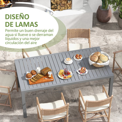 Outsunny Mesa De Jardín Extensible Con Marco De Aluminio 180/240x94x73 Cm Gris_5
