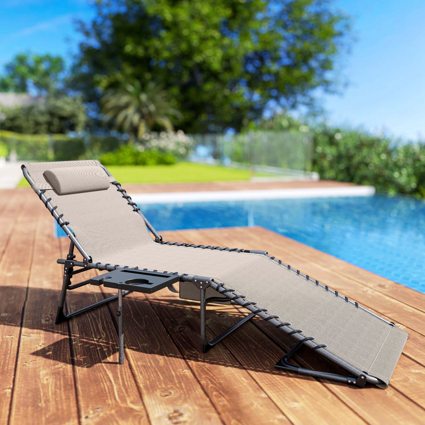 Outsunny Tumbona Plegable Con Respaldo Ajustable Reposacabezas 190x60x31 Cm_1