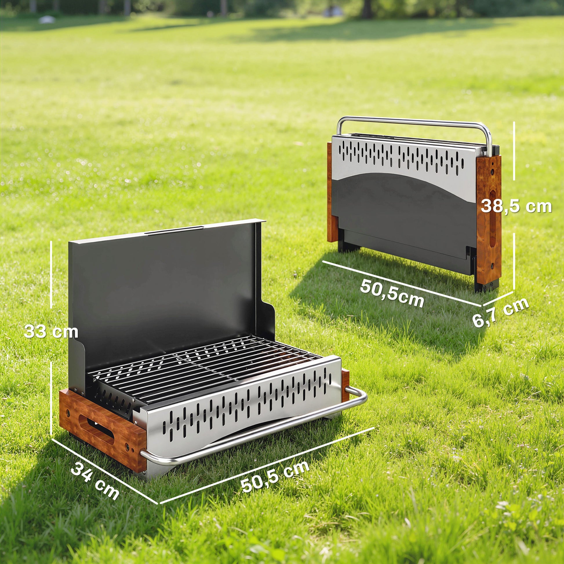 Outsunny Barbacoa De Carbón Plegable 50,5x34x33 Cm Con Bandeja Extraíble_2
