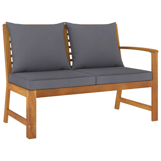 Vidaxl Banco De Jardín Madera De Acacia Y Cojines Gris Oscuro 114,5 Cm_0