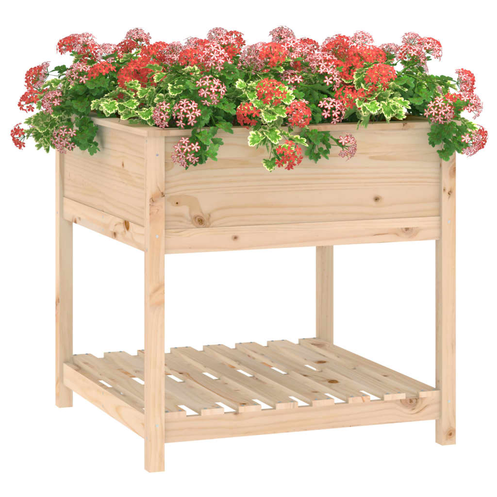Jardinera Con Estante Madera Maciza De Pino 82,5x82,5x81 Cm_3