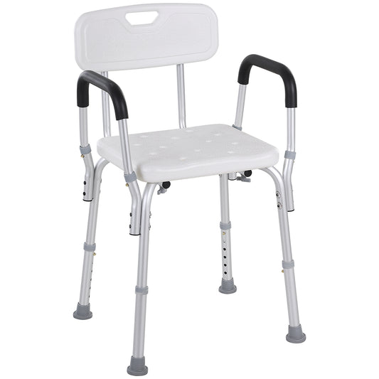 Silla Para Ducha Homcom Aleación De Aluminio Blanco 51,5x51,5x84 Cm_0