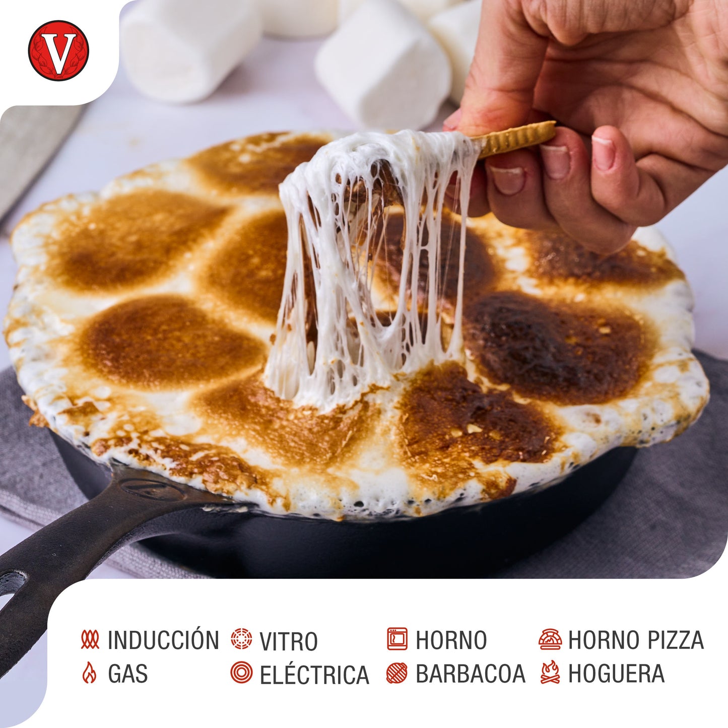 Victoria Sartén Hierro Fundido Esmaltado Inducción 20cm, Apta Fuego, Barbacoa, Horno Cast Iron Skillet, 31923, Negro_3