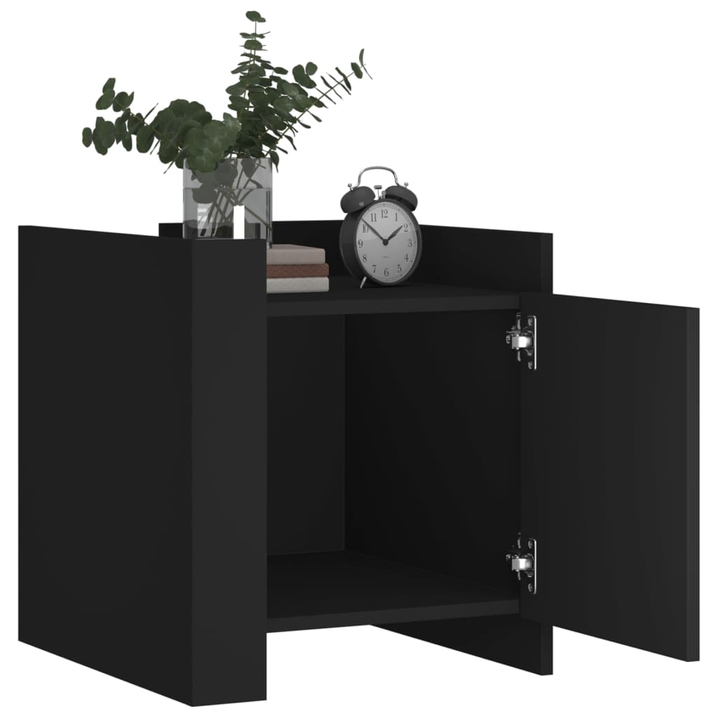 Mesita De Noche Madera De Ingeniería Negro 45x50x50 Cm_1