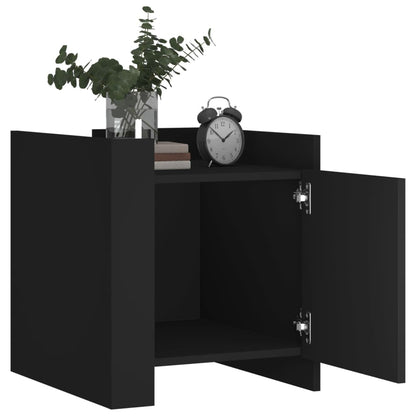 Mesita De Noche Madera De Ingeniería Negro 45x50x50 Cm_1