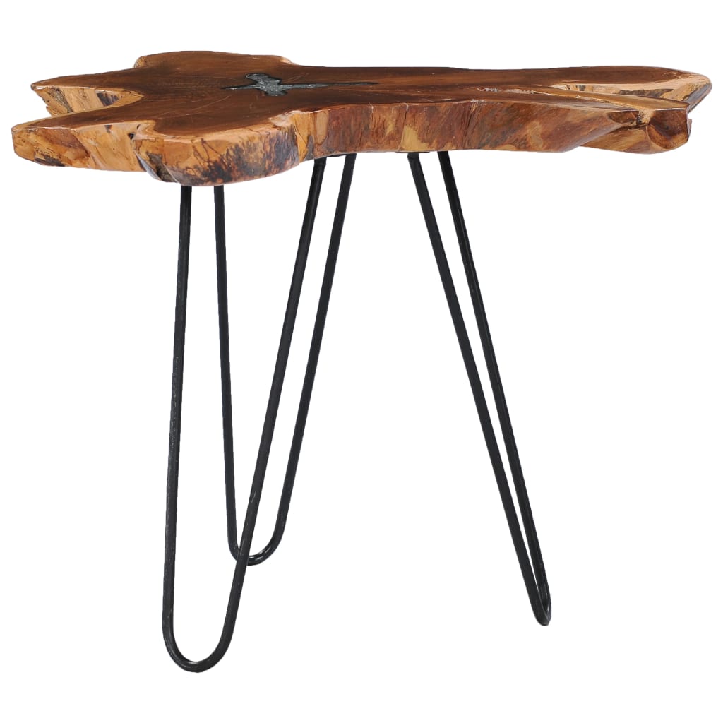 Mesa De Centro De Madera Maciza De Teca Y Polirresina 70x45 Cm_0