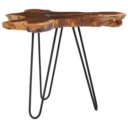 Mesa De Centro De Madera Maciza De Teca Y Polirresina 70x45 Cm_0