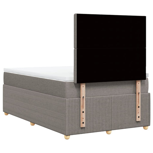 Cama Box Spring Con Colchón Tela Gris Taupe 120x190 Cm / Vetonek_0