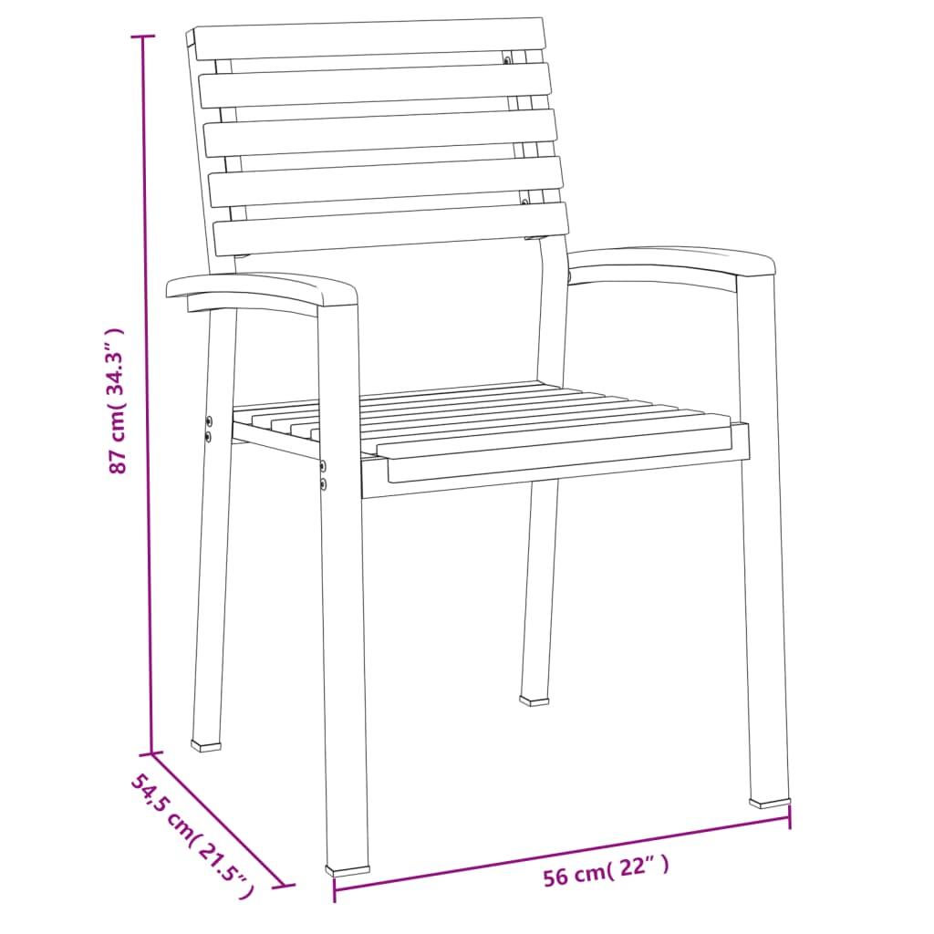 Juego De Comedor De Jardín 9 Pzas Madera Maciza Acacia Y Metal / Vetonek_2