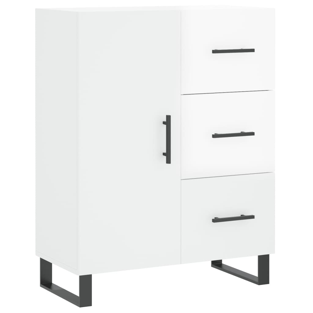 Aparador Alto Madera Contrachapada Blanco Brillo 69,5x34x180 Cm_4