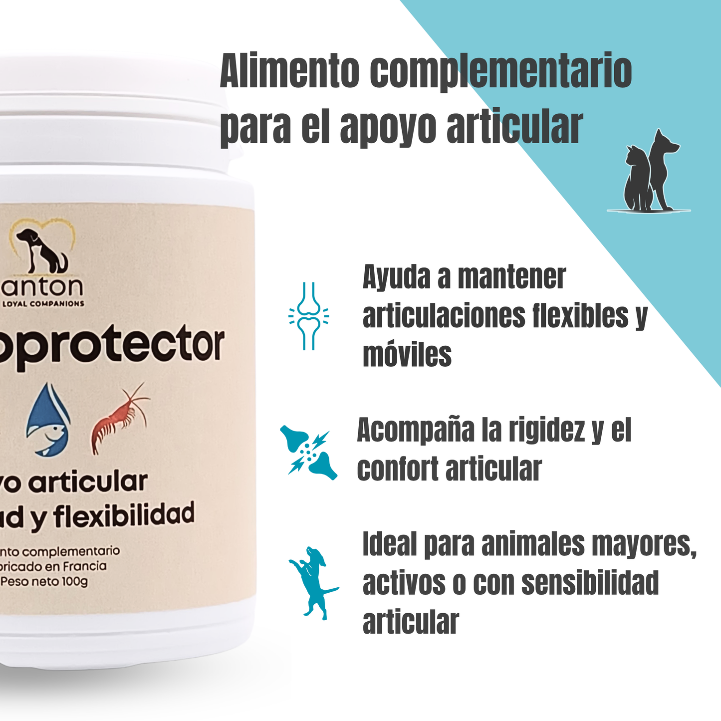 Suplemento natural para la movilidad articular de perros y gatos – Condroprotector 100 g_1